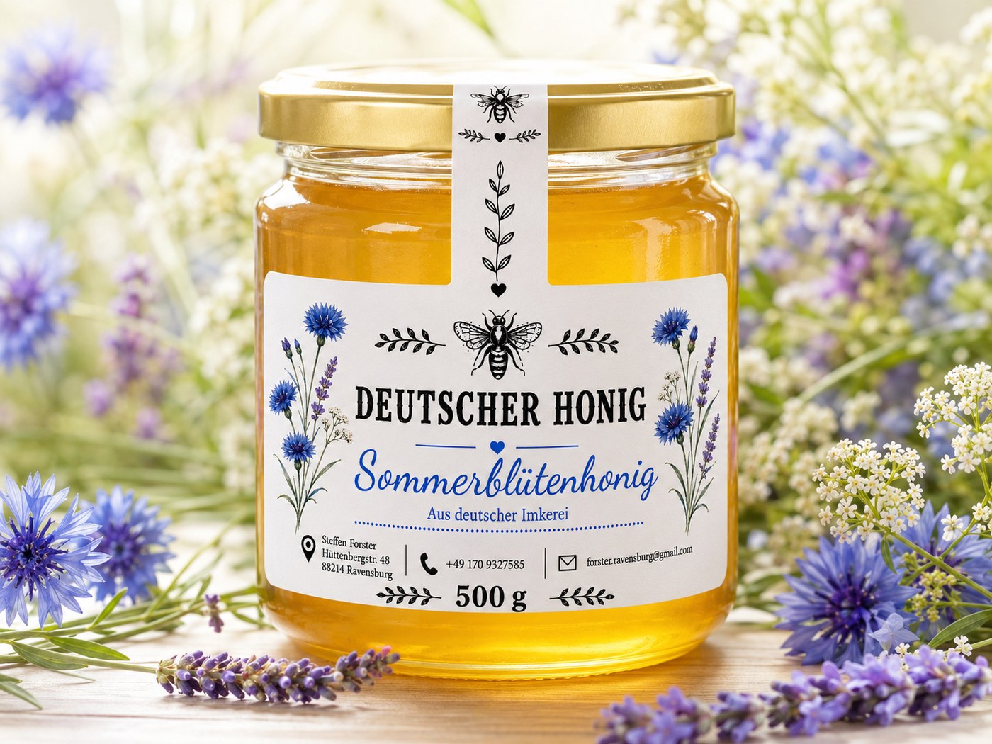 Glas Sommerblütenhonig der Imkerei Forster